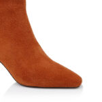 Umber Cow Suede Long Boot - Close-up View