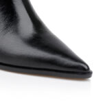 Wax black block heel high ankle boot - Close-up View
