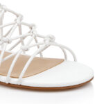 White Leather Flat Sandal - Close-up View