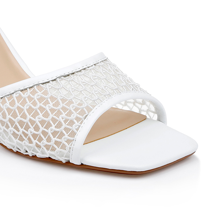 White Net Sandal - Close-up View