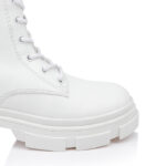 White Synthetic Leather Ankle Boot - Close-up View