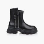 Black Cow Leather Ankle Boot - Detail View