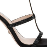Black Crystal Satin & Hotfix Stiletto Sandal - Main View
