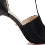 Black Mesh & Kid Leather Stiletto Sandal - Main View