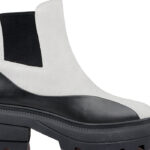 Cream Cow Suede & Black Cow Leather Squared Toe Booty - Main View