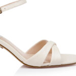 Cream Kid Leather Middle Heel Sandal - Main View