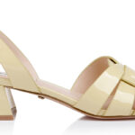 Raffia Patent Leather Middle Heel Sandal - Back View