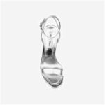 Silver PU Block Electronic Heel Sandal - Detail View