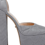 Silver Plaid Fabric Block Heel DOC Sandal - Main View