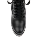 Black Cow Leather & Fabric Block Heel Boot - Side View