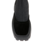 Black Cow Suede & Fabric Squared Toe Booty - Side View