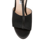 Black Mesh & Kid Leather Stiletto Sandal - Side View