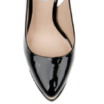 Black Patent PU Double Platform Sandal - Side View