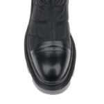 Black Plaid Fabric & Cow Leather Booty - Side View