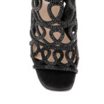 Black Shimmer Sand Fabric & Laser & Hotfix Stiletto Sandal - Side View