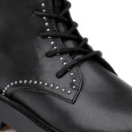 Black Synthetic Leather Boots - Angle View
