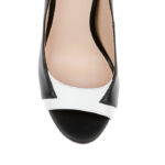 Black & White Kid Leather Stiletto Sandal - Detail View