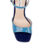 Cendre Blue Patent Leather Wedge Sandal - Angle View