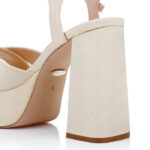 Grimmy Cream Fabric Block Heel Sandal - Detail View