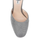 Silver Plaid Fabric Block Heel DOC Sandal - Side View