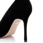 Black Kid Suede & Hotfix Stiletto Pump - Close-up View