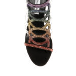 Black Microsuede & Rainbow Hotfix Stiletto Sandal - Back View