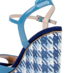 Cendre Blue Patent Leather Wedge Sandal - Close-up View
